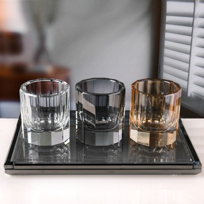 厂家批发宾馆酒店KTV会所水晶杯 威士忌酒吧 牙刷底托杯托盘