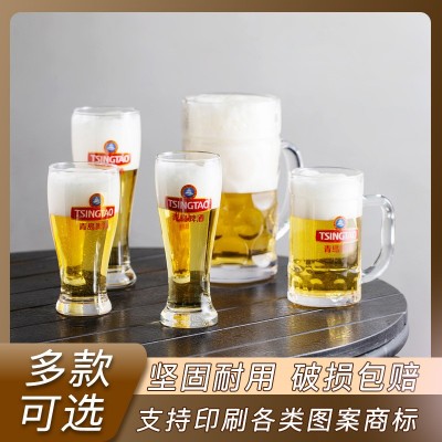 青岛啤酒专用啤酒杯商用500ml玻璃扎啤杯子大号1000ml精酿酒杯图2