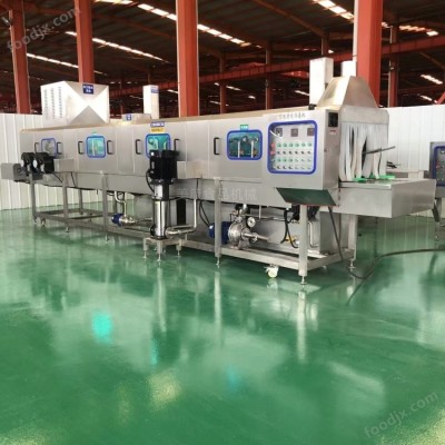 塑料周转箱连续清洗机 洗筐机清洗视频