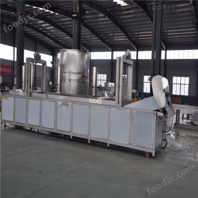 鸡腿燃气油炸流水线 全自动油炸流水线