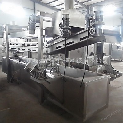 油条连续式不锈钢油炸机 全自动油炸流水线