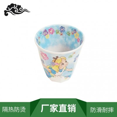 亚马逊密胺水杯美耐皿仿瓷餐具卡通儿童水杯耐摔耐高温幼儿园杯子