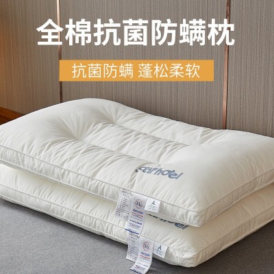 A类全棉枕头枕芯儿童家用护颈椎助睡眠民宿酒店专用枕一对装纯棉