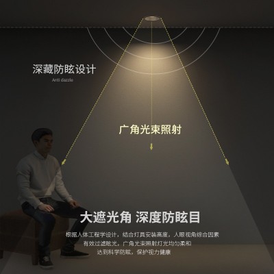 筒灯嵌入式家用led天花灯防眩光cob窄边无主灯客厅2025年新款筒灯